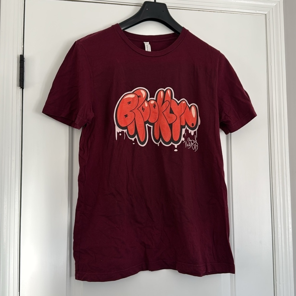 Bella+Canvas Maroon Brooklyn New York Short Sleeve T-Shirt Men’s Size Large